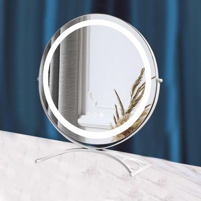 30/40/50cm Large Vanity Makeup Mirror With Lights, 3 Color Lighting Modes | Round Lighted Up Vanity Mirror With Dimming LED Halo,Tabletop Beauty Mirrors Touch Control White/ Black/gold ( Color : Black