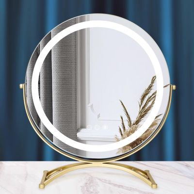 30/40/50cm Large Vanity Makeup Mirror With Lights, 3 Color Lighting Modes | Round Lighted Up Vanity Mirror With Dimming LED Halo,Tabletop Beauty Mirrors Touch Control White/ Black/gold ( Color : gold