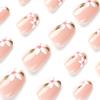 24 Pcs Extra Short Press on Nails Oval Fake Nails with Designs Acrylic Nails Artificial Full Cover Glue on Nails Pink Flower False nails Glossy Stick on Nails for Women view 2