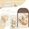 Joligrace Makeup Train Case Large Portable Cosmetic Makeup Storage Box Organizer Lockable with 4 Tray Compartments Retro Champagne Beige Vegan Leather view 4