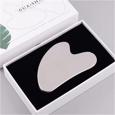 AMHIL Gua sha Scraper Board Stainless Steel Facial Roller Gua Sha Tool Set Face Care Massage Crystal Jade Rose Quartz Health Anti Wrinkle Cellulite Massager Massage Tool Set