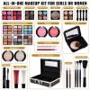 Makeup Kit for Teen Girls & Women Full Kit, Beauty Train Case with Starter Cosmetics Set, Make Up Valentine's Gift Box with Eyeshadow,Lipgloss,Highlight,Blush,Lip&Eye Pen,Brush & More(GoldenBrown) view 3