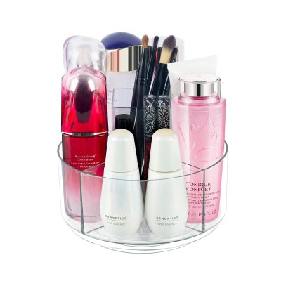 360 Rotating Makeup Organizer Clear Lazy Susan Organizer for Vanity, Cosmetic Display Cases for Bathroom Countertop, Makeup Storage Organizer, Desktop Dresser Sundries Storage Boxes