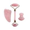 AMHIL Gua sha Scraper Board Rose Quartz Face Thin Massager Natural Stone Guasha Board Jade Roller Pink Crystal Facial Scraper Jade Facial Roller Set Massage Tool Set (Color : Set a) view 3