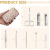 Geosar 50 Set 8 in 1 Travel Manicure Kit Bulk Professional Nail Clippers Pedicure Nail Care Tools Grooming Stainless Steel Set with Portable Travel Case, Gift for Christmas Men Women(Glitter Gold) view 2