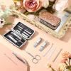 Geosar 50 Set 8 in 1 Travel Manicure Kit Bulk Professional Nail Clippers Pedicure Nail Care Tools Grooming Stainless Steel Set with Portable Travel Case, Gift for Christmas Men Women(Glitter Gold) view 3