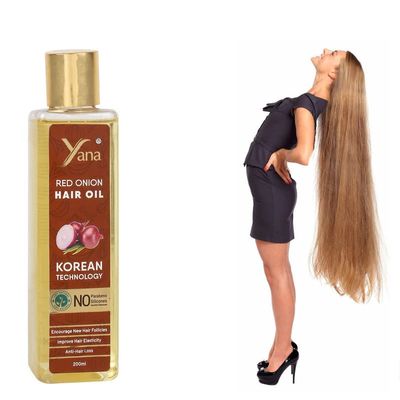 Yana Red Onion Hair Oil With Black Seeds, Aloe Oil, Vit-E, Bhringraj Oil, Amla Oil, Brahmi Oil By Korean Technology