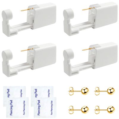 Ear Piercing Kit Disposable Ear Piercing Kit with Multi-sized CZ Earring Studs Easy and Self Ear Piercing Kit for Your Own Use at Home (3mm Golden ball)