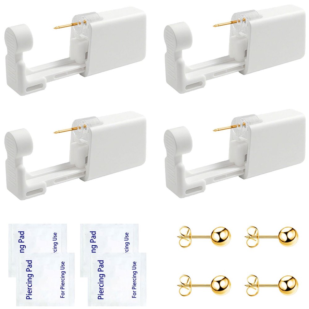 Ear Piercing Kit Disposable Ear Piercing Kit with Multi-sized CZ Earring Studs Easy and Self Ear Piercing Kit for Your Own Use at Home (3mm Golden ball)