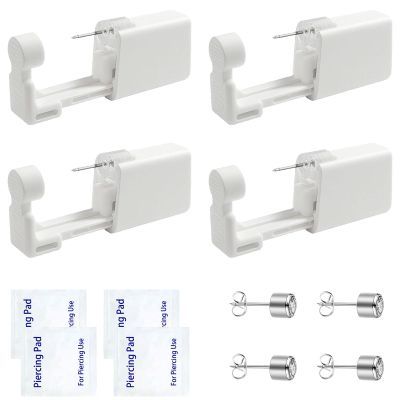 Ear Piercing Kit Disposable Ear Piercing Kit with Multi-sized CZ Earring Studs Easy and Self Ear Piercing Kit for Your Own Use at Home (3mm Silvery white)