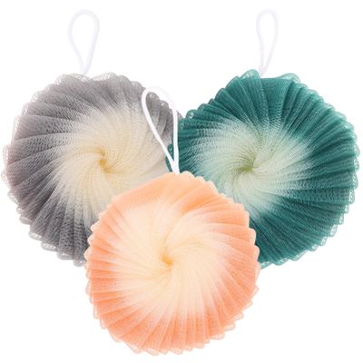 3pcs Shower Bath Foaming Tool Ball Cartoon Convenient Scrubber Mesh Hanging Supple Cleaning Exfoliating Towel Home Household Scrub Skin Colored Large Decorative Body Loofah for
