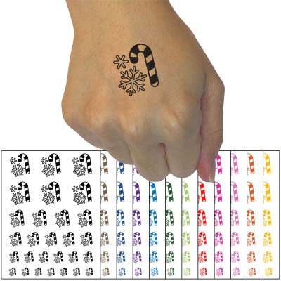 Holiday Christmas Candy Cane Snowflakes Temporary Tattoo Water Resistant Fake Body Art Set Collection - Orange (One Sheet)