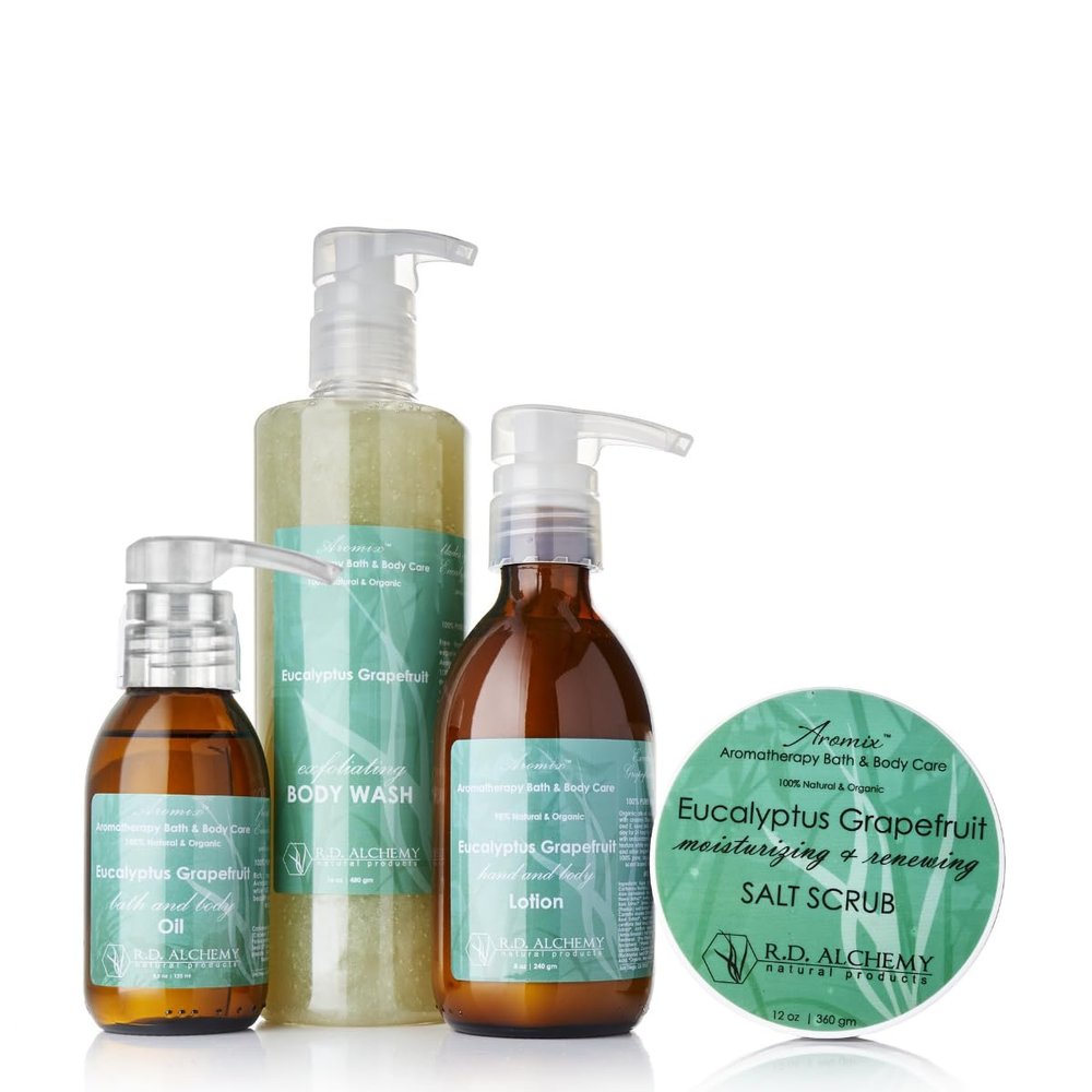 RD Alchemy - 98% - 100% Natural & Organic Eucalyptus Grapefruit Body Care Set - Fresh and Clean Scent to Refresh and Energize while Gifting Your Body with a Spa Treatment from Home