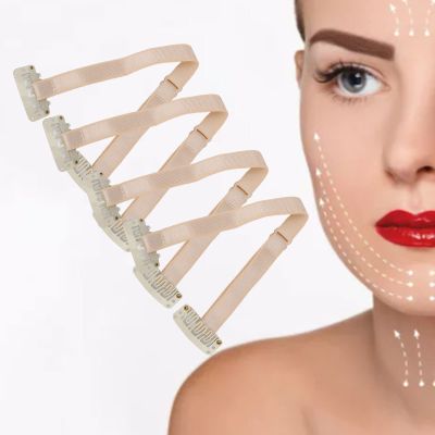4pcs Face Tape, Face Bands with Clip, Elastic Face Lifting Strap, Slimming Strap Belt Cheek V Line Lifting Up Bandage Elastic Face Tape Face Strap Double Chin Reducer