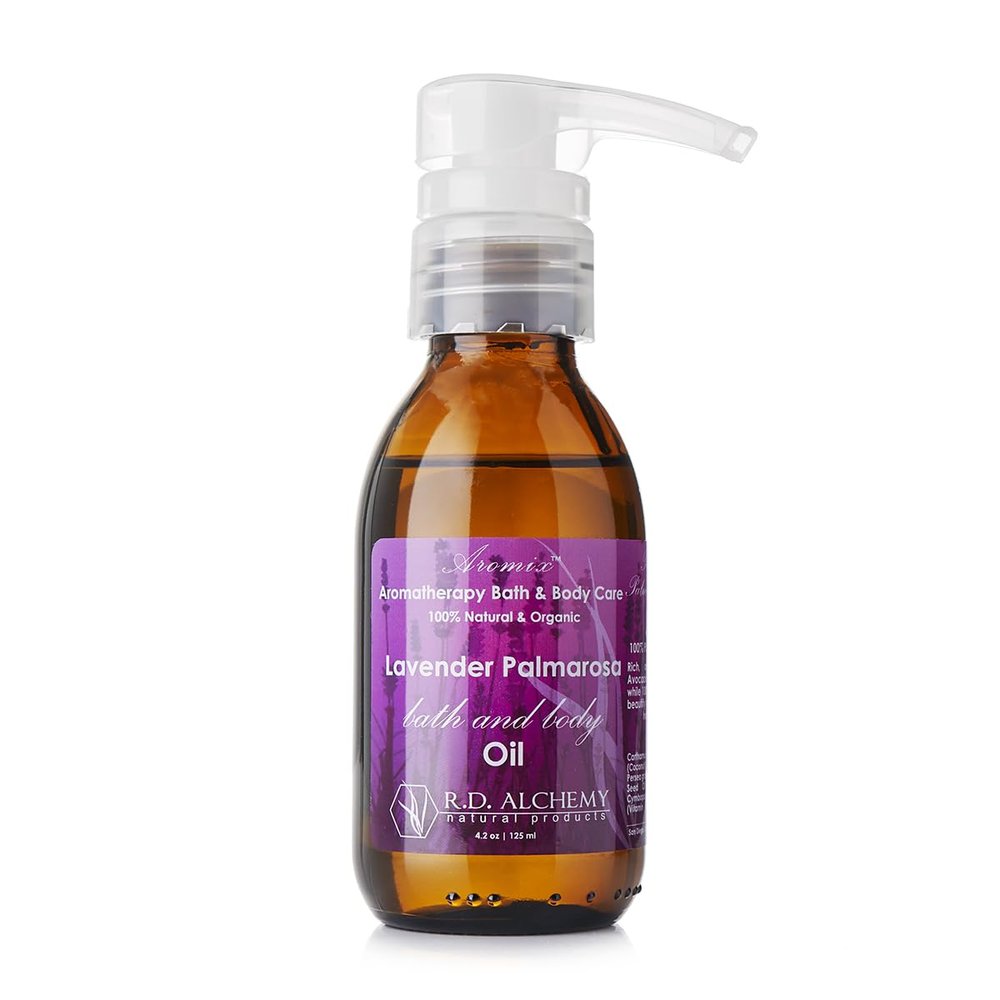 RD Alchemy - 100% Natural & Organic Lavender Palmarosa Bath & Body Oil - Sweet Floral Scent to Soothe and Calm While Moisturizing, Softening, and Nourishing The Whole Body