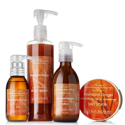 RD Alchemy - 98% - 100% Natural & Organic Mandarin Ginger Body Care Set - Sweet and Warm Scent to Relax and Ground while Gifting Your Body with a Spa Treatment from Home