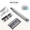 Hysotok Double Edge Safety Razor Set With 20 Blades, Stand, Heavy Duty Kit for Men's Everyday Use and Smooth Close Shave (Silvery) view 4