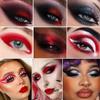 Afflano Black Red Eyeshadow Palette Goth Clown Halloween Makeup, White Silver Glitter Metallic Burgundy Black Eyeshadow Palette Highly Pigmented, Joker Vampire Christmas True Red Smoky Eye Makeup view 2