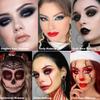 Afflano Black Red Eyeshadow Palette Goth Clown Halloween Makeup, White Silver Glitter Metallic Burgundy Black Eyeshadow Palette Highly Pigmented, Joker Vampire Christmas True Red Smoky Eye Makeup view 3