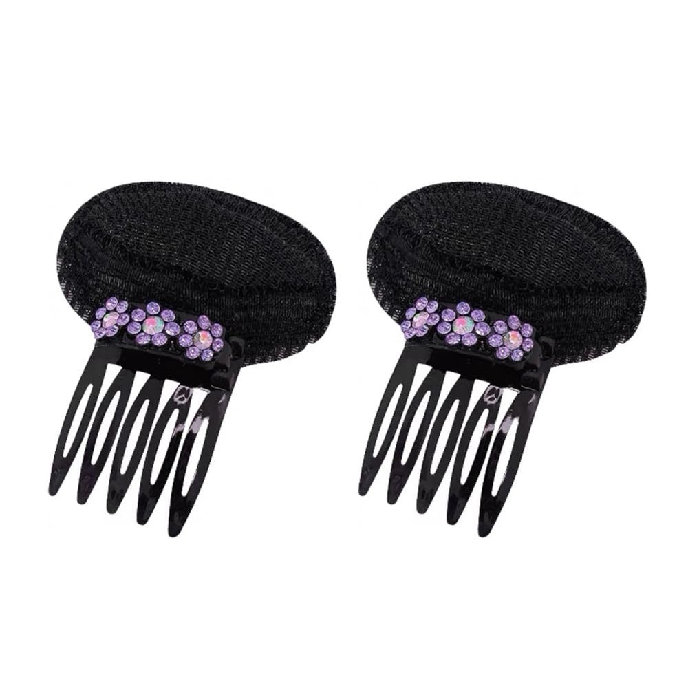 Rhinestone Volume Hair Base Head Cushion Bump It Up Inserts Hair Clips Invisible Fluffy Hair Pad Hair Style Tool for Women 2 pcs