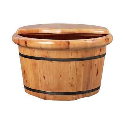 KIZMIQ Foot Bath Spa Foot Wash Basin Foot Spa Bucket Foot Soaking Tub, Wood Footbath Bucket with CoverPedicure, Detox, Massage for Soaking Tired and Sore Feet 25cm