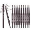 Berinist 12pcs Dark Brown Waterproof Eyebrow Pencils for Women, Retractable Dual-End Eye Brow Pencil with Brush, Triangular Tip Design, Easier to Define and Fill in Eyebrows for Natural Brow Shape view 1