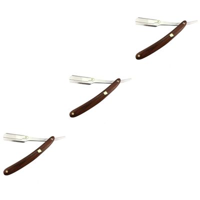 FOMIYES 3pcs Wooden Handle Straight for Men Vintage Metal Shaving Tool for Beard and Hair Shaping Portable Design for Barbers and Home Use Guard