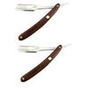 FOMIYES 2pcs Wooden Handle Straight for Men Vintage Barber Manual Shaving Tool for Beard and Hair Shaping Portable and Easy to Use Compatible Standard view 1
