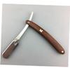 FOMIYES 3pcs Wooden Handle Straight for Men Vintage Barber Shaving Tool for Beard Sideburns Easy Open Guard for Salons Travel view 2