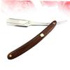 FOMIYES 3pcs Wooden Handle Straight for Men Vintage Barber Shaving Tool for Beard Sideburns Easy Open Guard for Salons Travel view 3