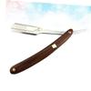 FOMIYES 3pcs Wooden Handle Straight for Men Vintage Barber Shaving Tool for Beard Sideburns Easy Open Guard for Salons Travel view 4