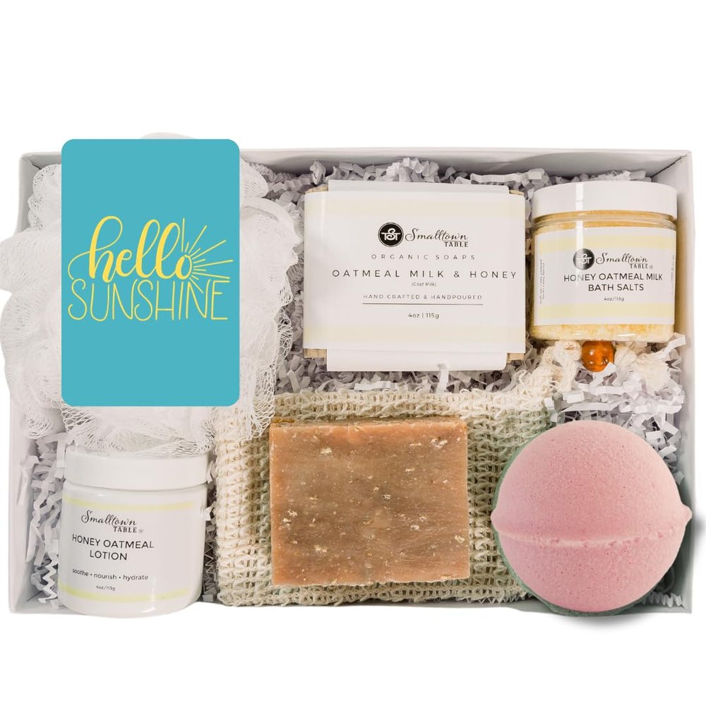 Sending Sunshine, Self Care Gifts for Women, Send a Box of Sunshine, Organic Spa Gifts for Women, Relaxing Bath Gifts, Care Package for Her, Goat's Milk & Honey Soap (Medium)