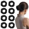 Scrunchies for Women,Silk Satin Hair Scrunchies,Elastic Strengthening Hair Ties,Ponytail Holder Suitable for Thick Thin Hair,Luxury Scrunchy for Girls (8 PCS Black) view 1