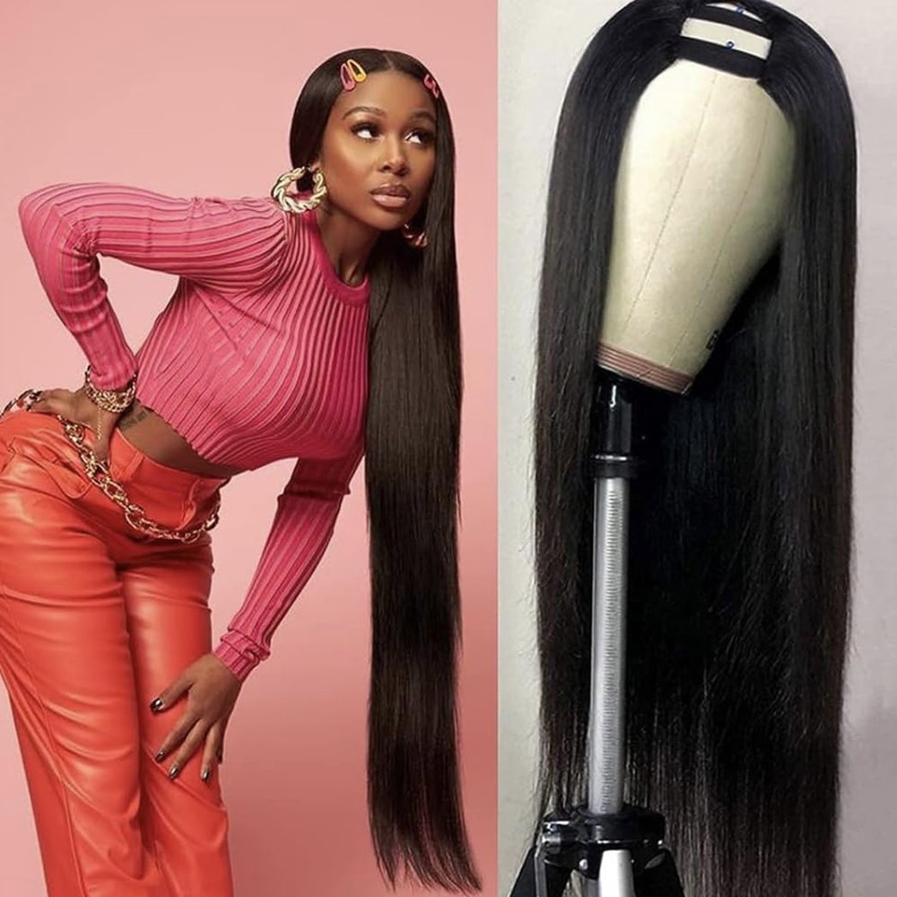 100% Human Hair, U-Part Wig, Brazilian Body Wave, Beginner Friendly, Wig (18, Natural Black)
