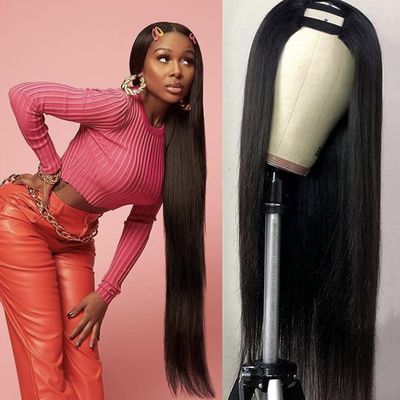 100% Human Hair, U-Part Wig, Brazilian Body Wave, Beginner Friendly, Wig (16, Natural Black)