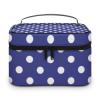 Makeup Bag, Royal Blue Polka Dot Travel Cosmetic Bag Makeup Organizer Case Large Capacity Portable Zipper Toiletry Bag for Women view 1
