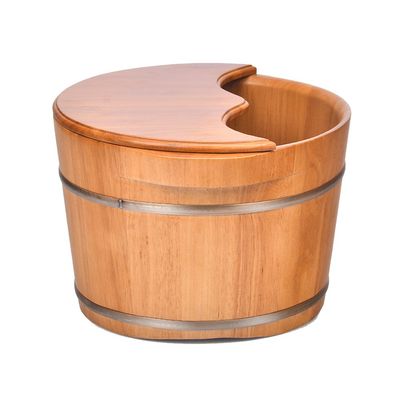 KIZMIQ Pedicure Foot Spa with Cover Oak Foot Tub Foot Bath Barrel Foot Tub Foot Tub Foot Bath Barrel Solid Wood Basin Foot Basin Foot Massage
