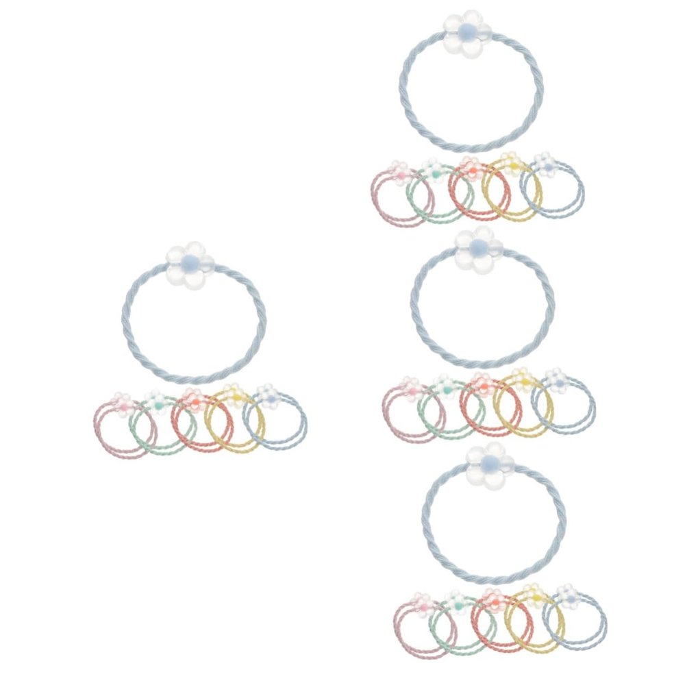 Beavorty 80pcs Macaron Hair Ropes Clear Charm Ponytail Holders for Girls Elastic Bands for Hair Cute Flower Design for Daily Use and Special Occasions