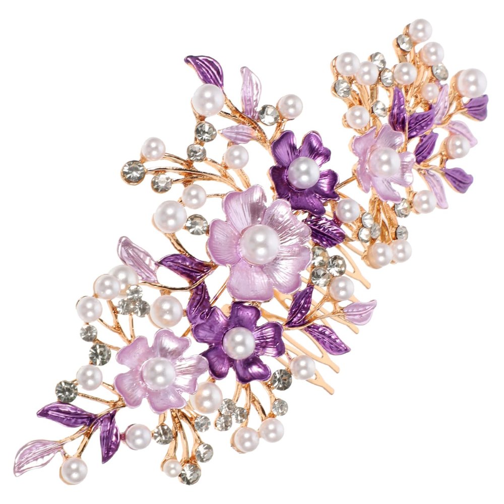 Abaodam Wedding Pearls Hair Comb Floral Design Elegant Bride Hair Accessory for Weddings and Special Occasions Durable and Charming for Bridesmaids and Women
