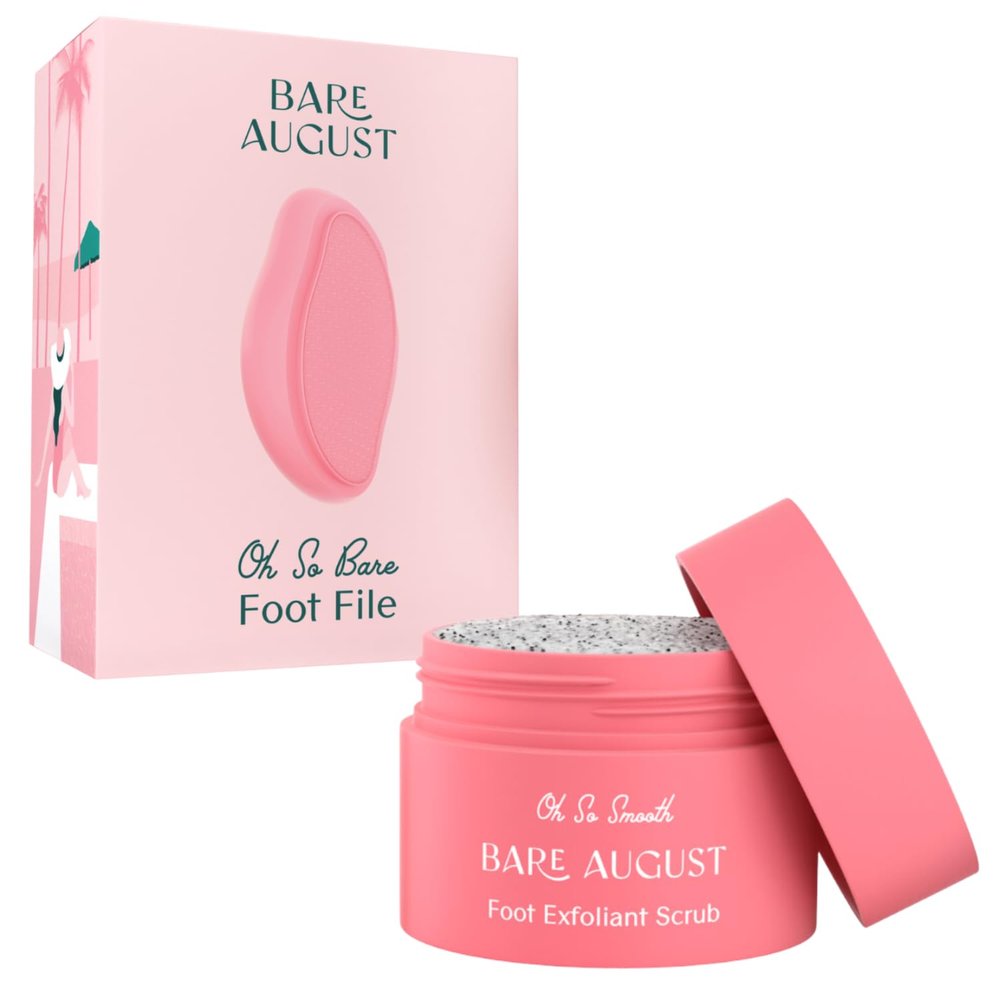 Bare August Glass Foot File & Foot Scrub Exfoliator Bundle