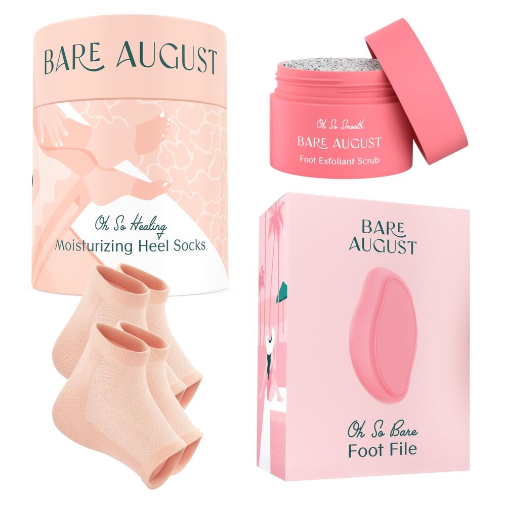 Bare August Pure & Natural Exfoliating Treatment - Soothes Skin, Softens Calluses, Eases Dry Cracks, Removes Dead Skin For Soft, Smooth Feet - Pedicure Care For Women & Men
