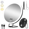 30x Magnifying Mirror With Light, Large 6" Rechargeable Lighted With Suction Cups & Table Stand, 3 Color Modes Dimmable Light up Travel Makeup High Magnification view 1