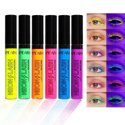 6 Pcs Colorful Fluorescent Mascaras Makeup,Neon Eyelashes Volumizing & Lengthening Mascara for Eyelashes Waterproof Long-lasting Charming, Cruelty Free Vegan Eye Makeup