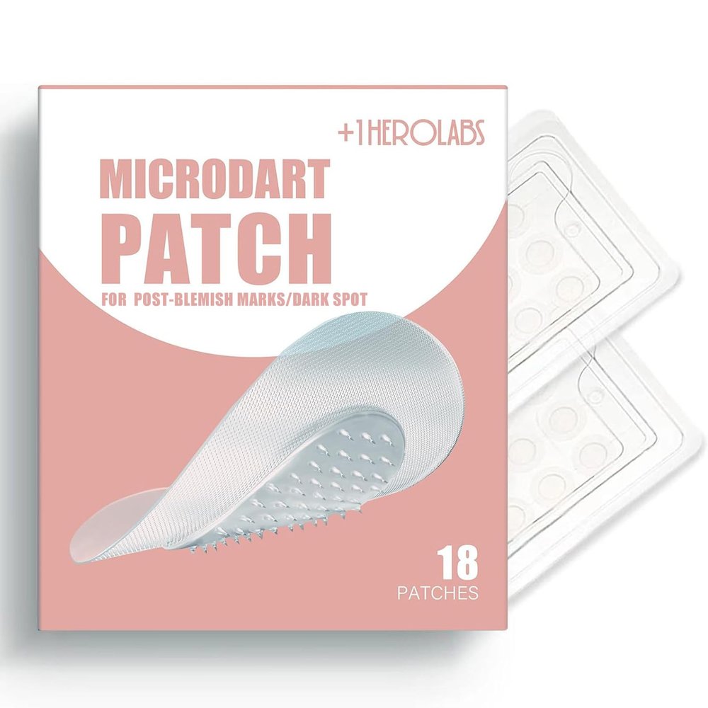 +1HEROLABS Microdart Acne Patch for Post Acne Stage - Microneedle Pimple Patch for Dark Spots, Post-Blemish Redness and Hyperpigmentation, Self-Dissolving Micropoint Acne Patches - 18 Count