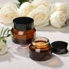1 oz Glass Cosmetic Jars with Lids,3 Pack Amber Small Glass Jars with Lids,30 ml Empty Glass Makeup Containers for Sample, Cream, Lotion (1 oz, Amber) view 3