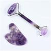 AMHIL Amethyst Rough Stone Face Care Massage Tool Amethyst Roller Gua Sha Massage Set Natural Crystal Jade Massager Facial Body Neck Skin Beauty Detox (Color : 2 Pcs No Box) view 1