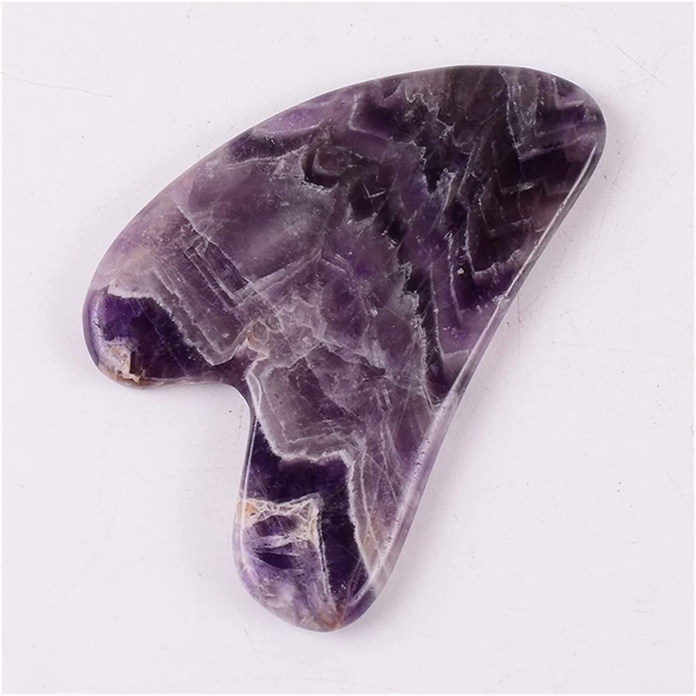 AMHIL Amethyst Rough Stone Amethyst Sawtooth Face Roller & Silicone Caps Gua Sha Care Tool Sets Natural Stone Quartz Massager Anti Wrinkle Cellulite Health (Color : Guasha Tool)