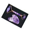 AMHIL Amethyst Rough Stone Face Care Massage Tool Amethyst Roller Gua Sha Massage Set Natural Crystal Jade Massager Facial Body Neck Skin Beauty Detox (Color : 2 Pcs and Box) view 3