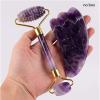 AMHIL Amethyst Rough Stone Amethyst Sawtooth Face Roller & Silicone Caps Gua Sha Care Tool Sets Natural Stone Quartz Massager Anti Wrinkle Cellulite Health (Color : Transparent) view 1
