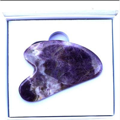 AMHIL Amethyst Rough Stone Face Care Massage Tool Amethyst Roller Gua Sha Massage Set Natural Crystal Jade Massager Facial Body Neck Skin Beauty Detox (Color : 1 Pcs Box)